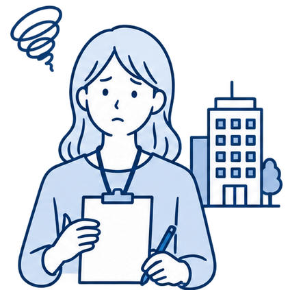 自社の魅力が伝わらず悩む採用担当者のイラスト